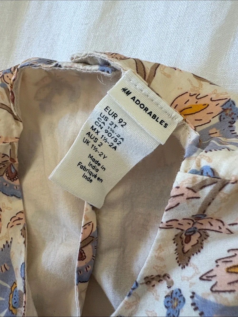 H&M Floral Puff Sleeve Baby Bodysuit in Cream, Blue, Brown